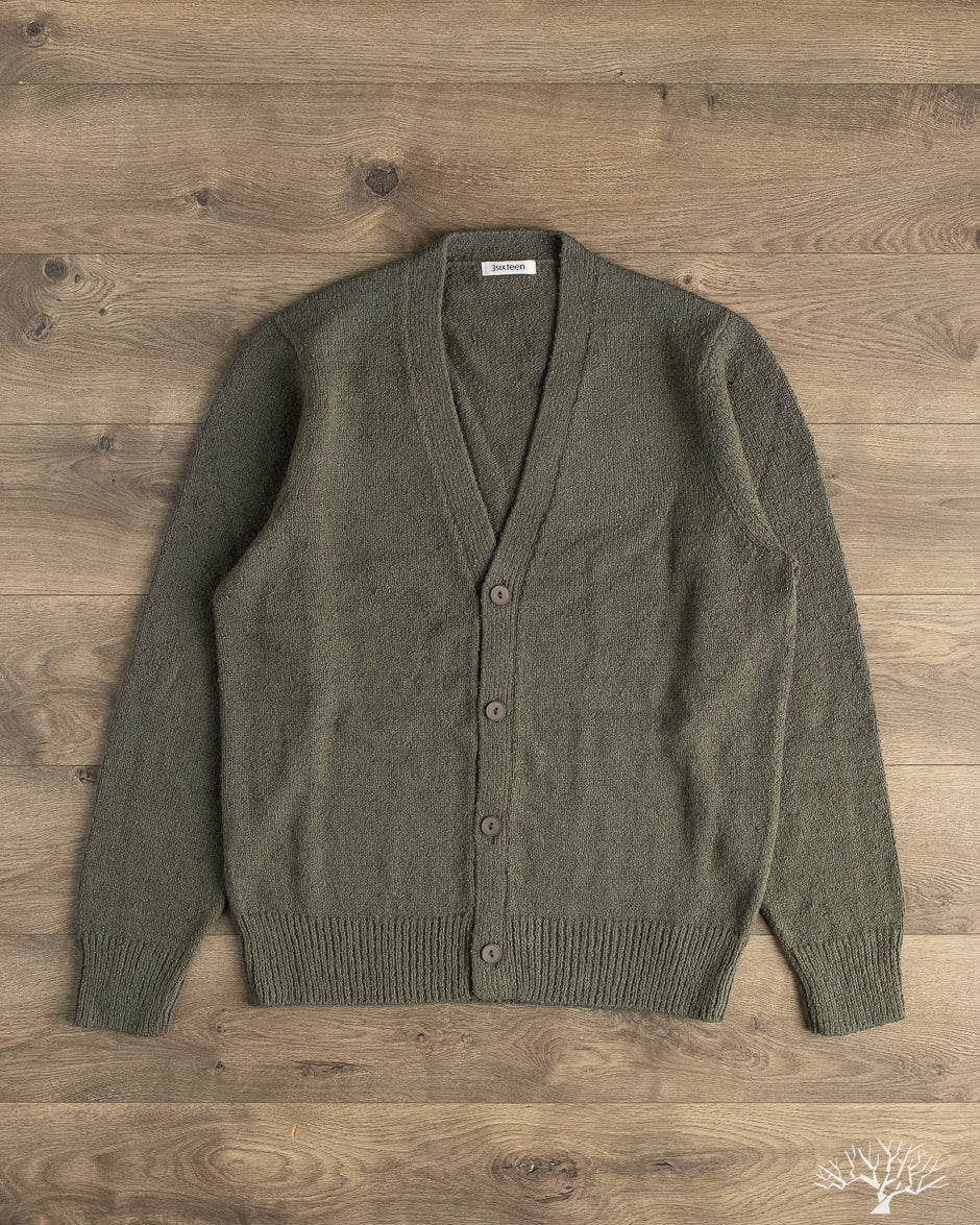 3sixteen - Classic Cardigan - Olive Boucle – Withered Fig