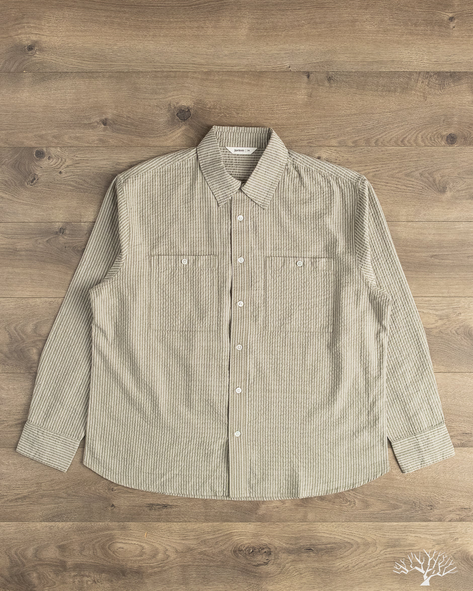 3sixteen - Commuter Shirt - Olive Seersucker Stripe – Withered Fig