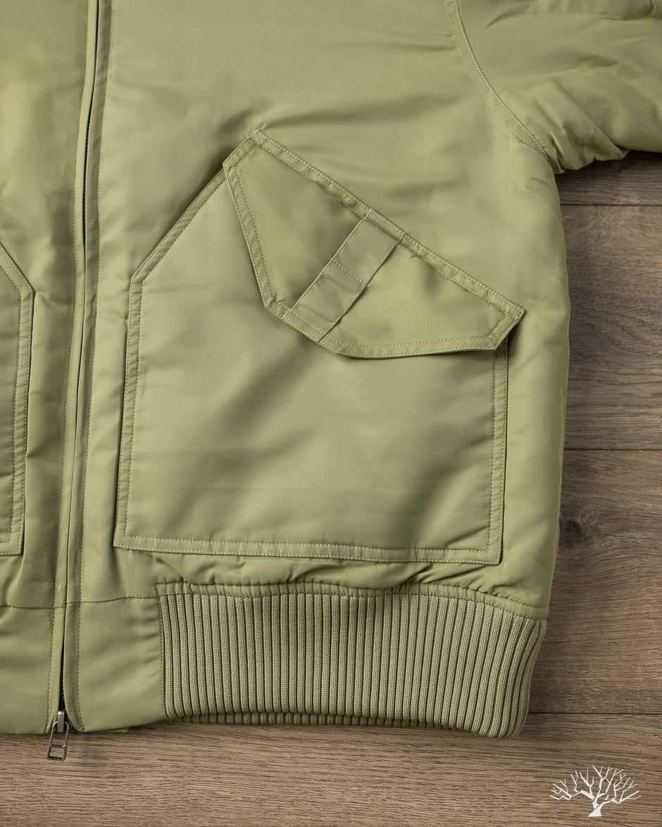 3sixteen - CWU Flight Jacket - Sage Aviator Satin – Withered Fig