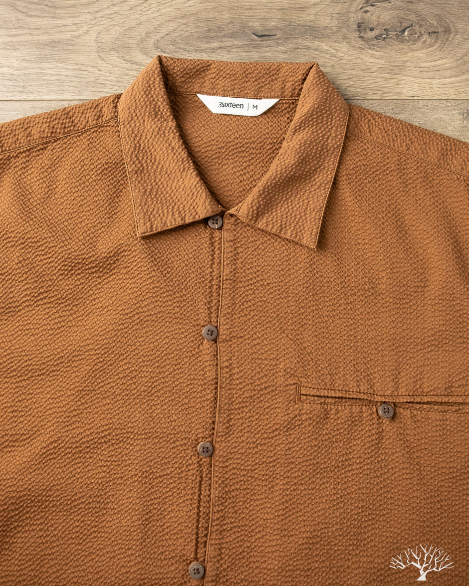 3sixteen - Short Sleeve Loop Shirt - Cinnamon Seersucker