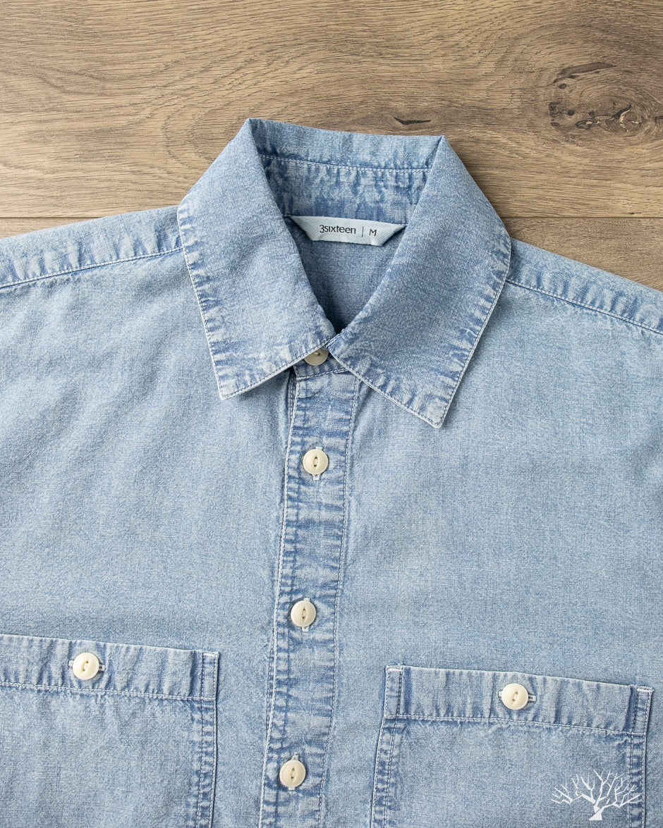 3sixteen - Utility Chambray Shirt - Washed Indigo – Withered Fig