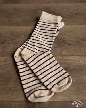 American Trench Breton Stripes Socks - Linen/Navy