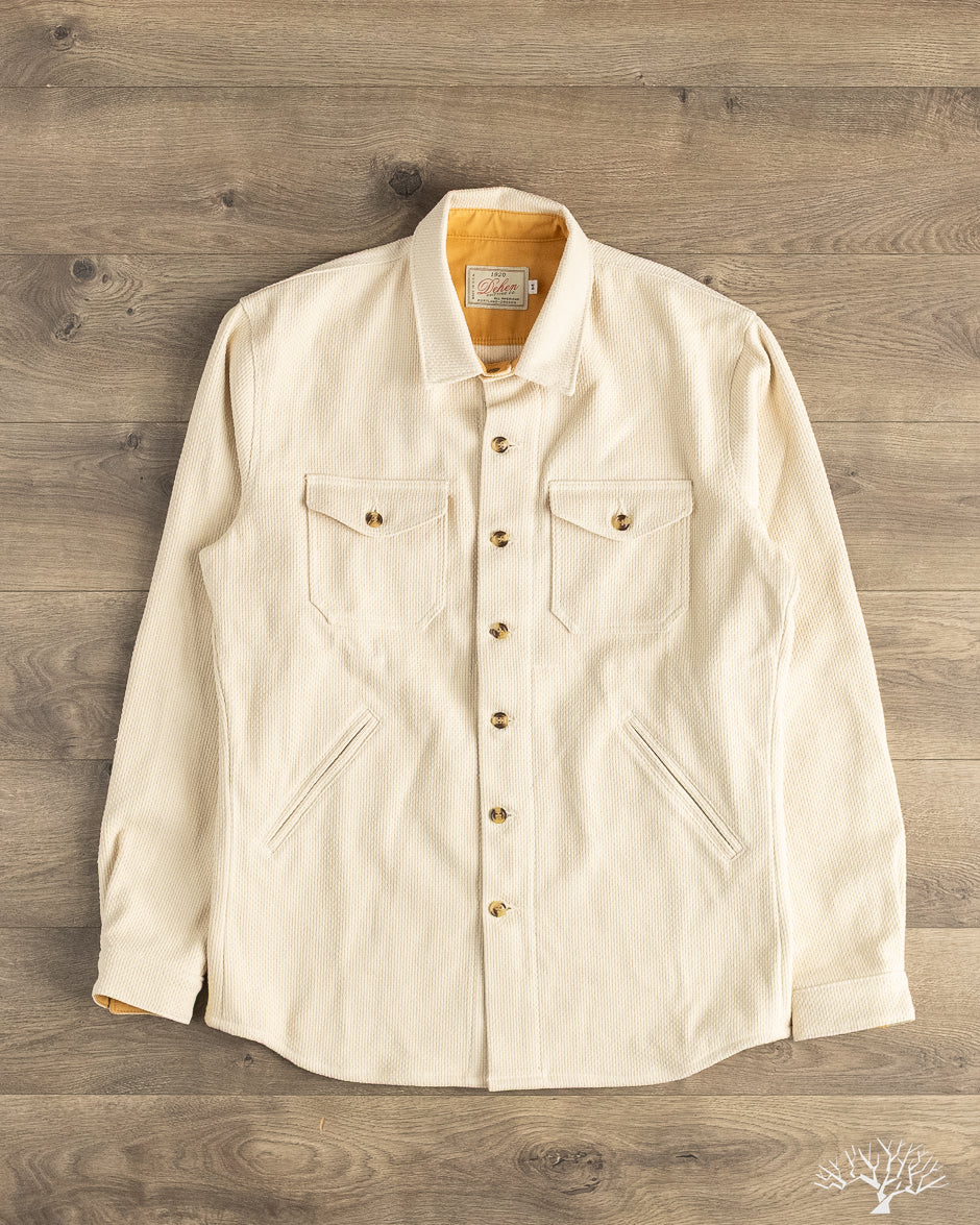 Dehen 1920 - Crissman Overshirt - Natural Sashiko – Withered Fig