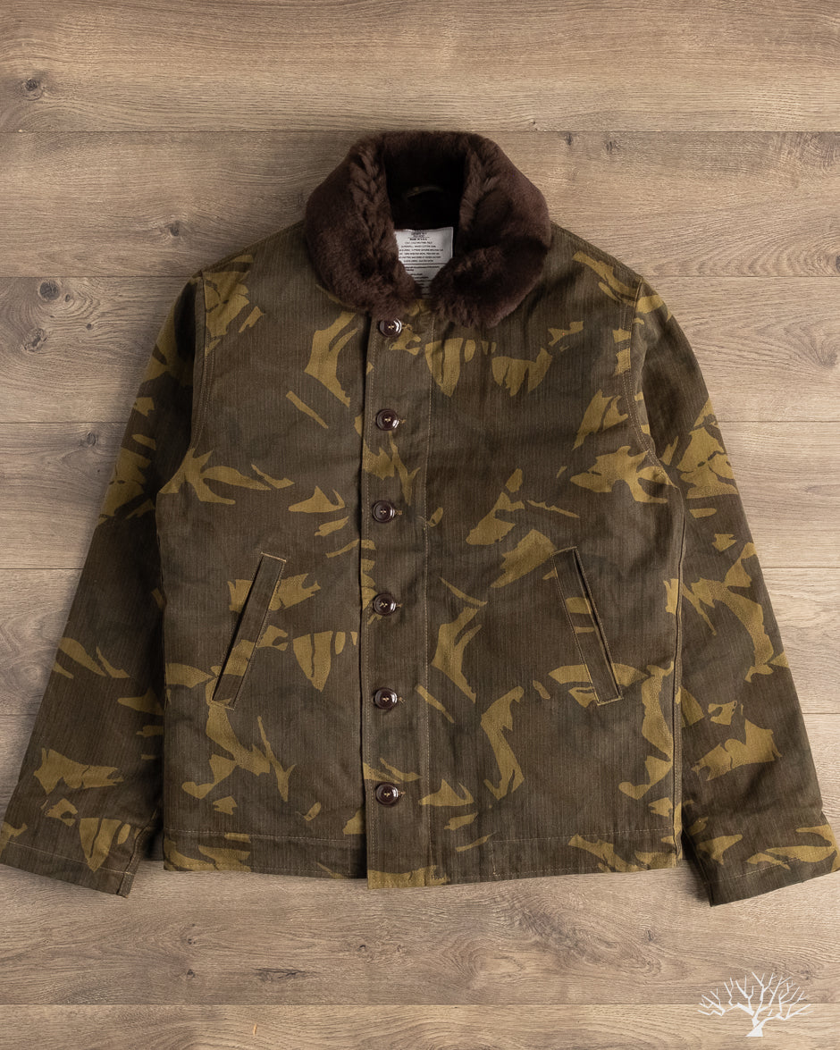 Dehen 1920 - N-1 Deck Jacket - Dry Wax Cotton Darkwood Camo Brown