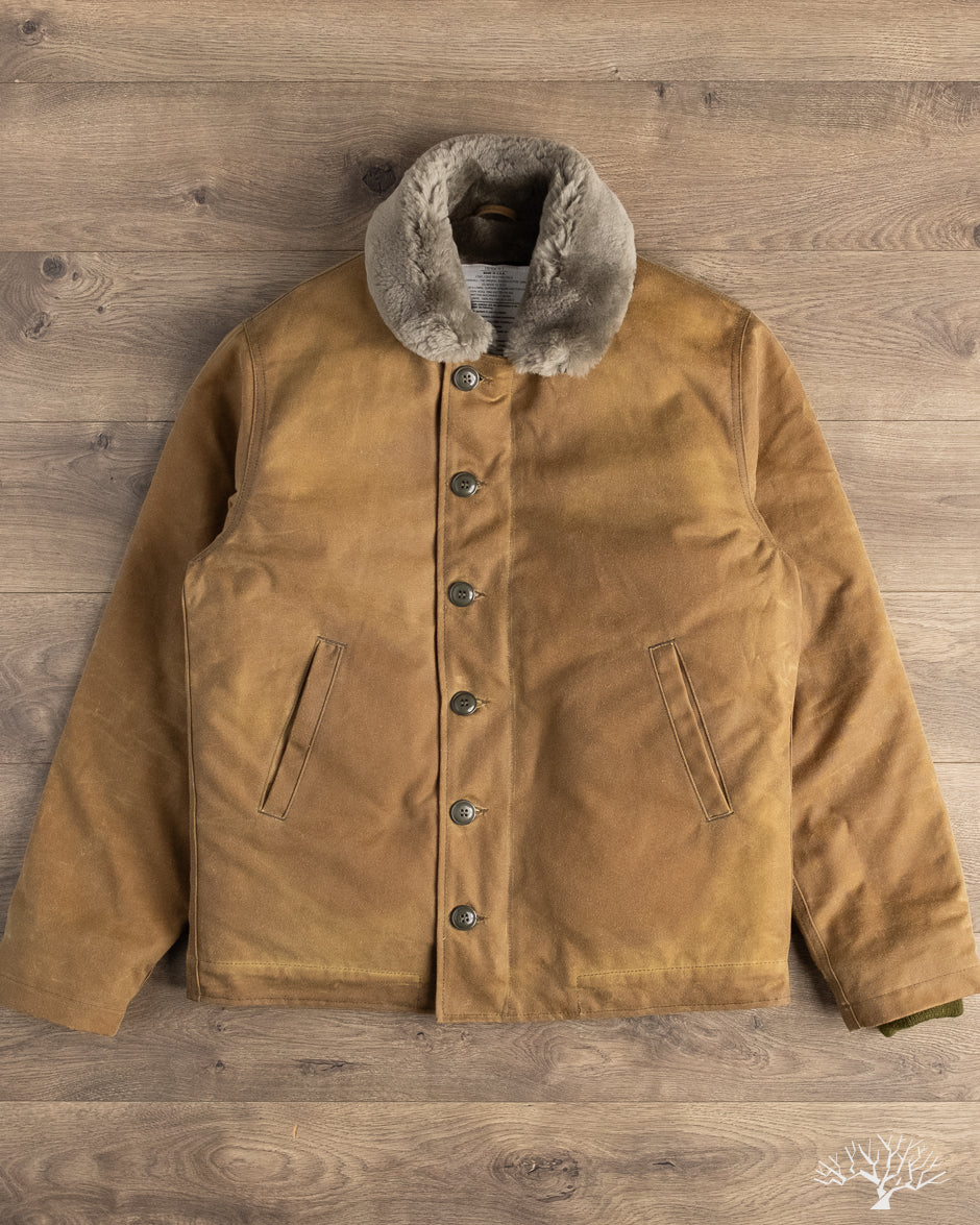 Dehen 1920 - N-1 Deck Jacket - Hardtack Waxed Canvas Grey Mouton