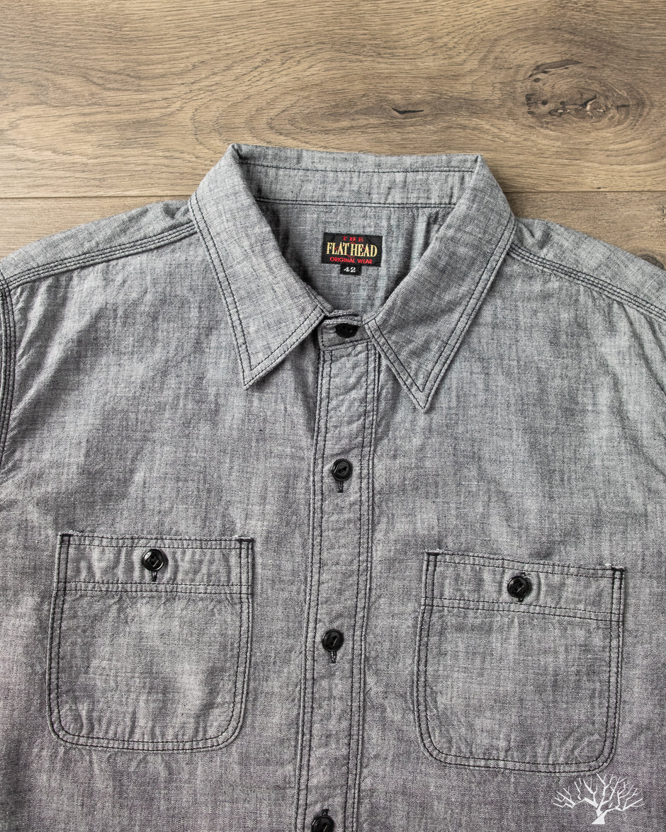 The Flat Head - FN-SCK-010L - 5oz Chambray Work Shirt - Black