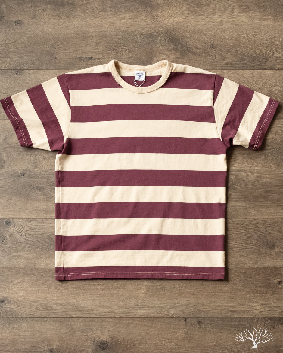 The Flat Head - FN-THB-002 - Border T-Shirt - Ivory/Purple