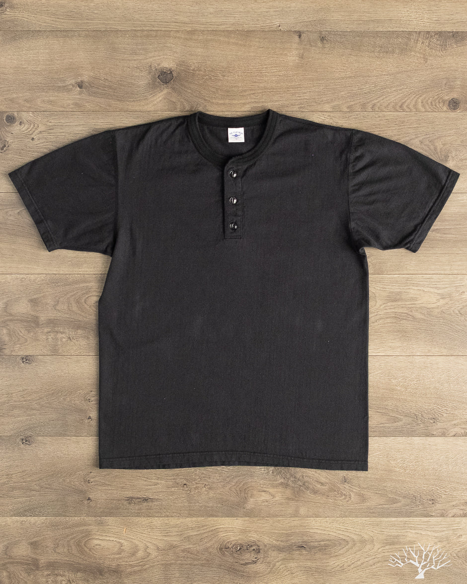 The Flat Head - FN-TSH-003 - Short-Sleeve Henley T-Shirt - Black