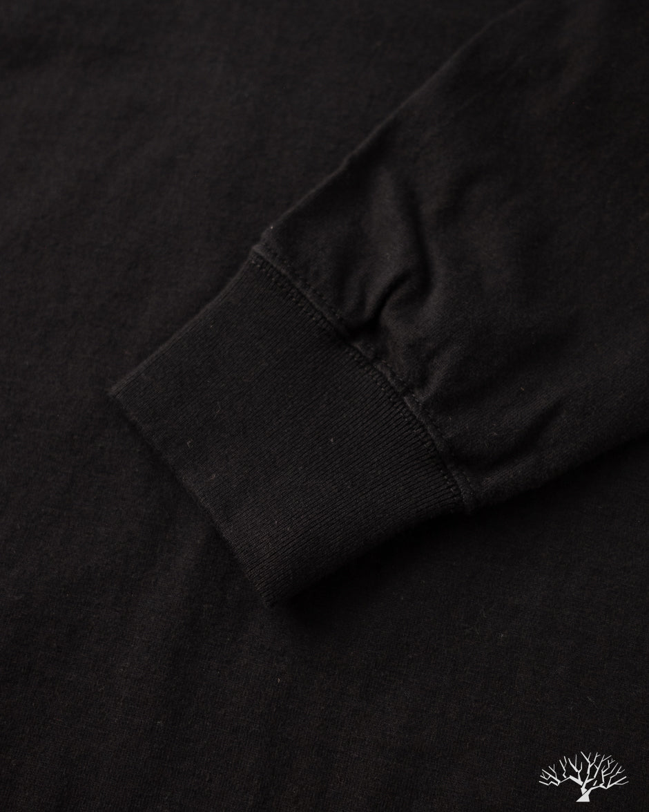 The Flat Head - FN-TSHL-004 - Long-Sleeve Henley T-Shirt - Black
