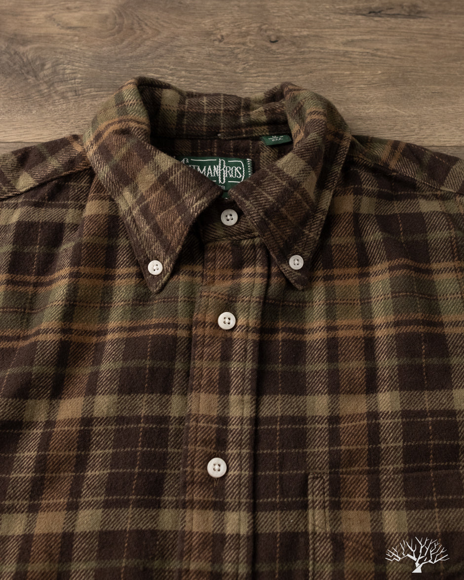 Gitman Vintage - Brushed Winter Madras Shirt - Brown/Olive