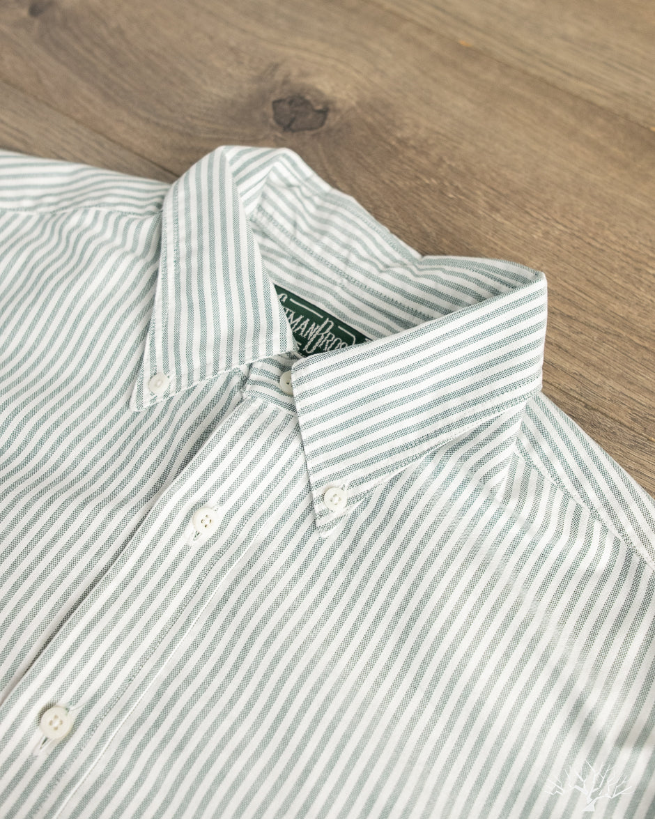 slim fit dress slacks Comfort Stretch Non-Iron Stripe Dress Shirt With Contrast Trim - Green main image 1