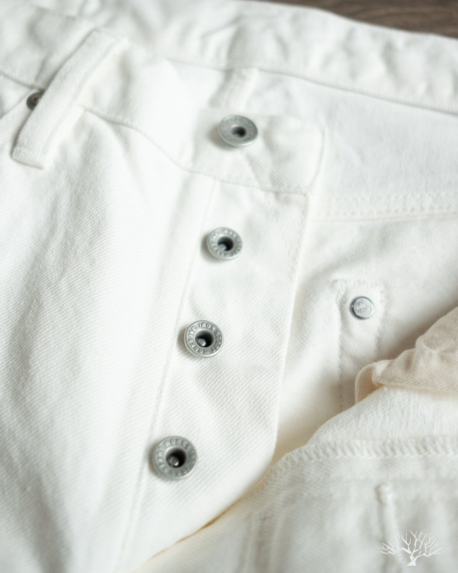 Iron Heart IH-634-WT - 13.5oz Cotton Twill Straight Cut Denim Trousers - White