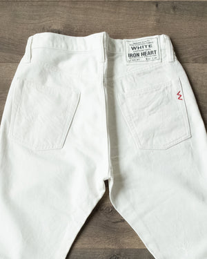 Iron Heart IH-888-WT - 13.5oz Cotton Twill High Rise Tapered Denim Trousers - White