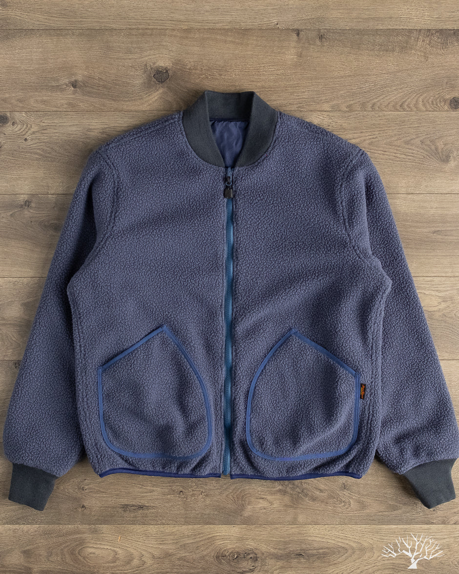 ネイビー ミリタリージャケット Iron Heart - IHJ-157-NAV - Reversible Fleece Jacket - Navy
