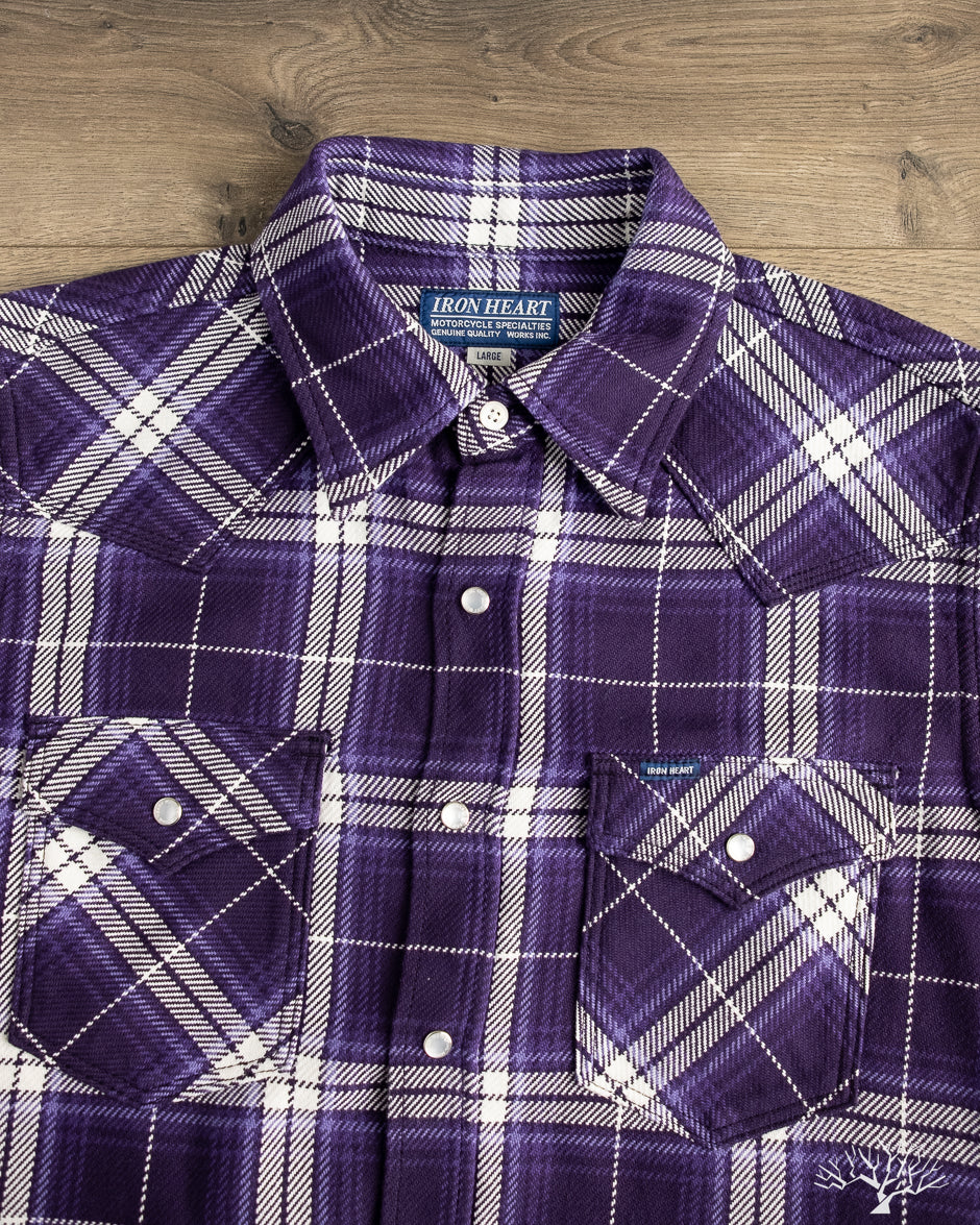 Iron Heart - IHSH-439-PUR - 9oz Selvedge Flannel Check Western