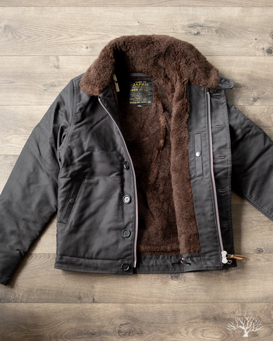 Iron Heart IHM37BLK Oiled Whipcord N1 Deck Jacket Black