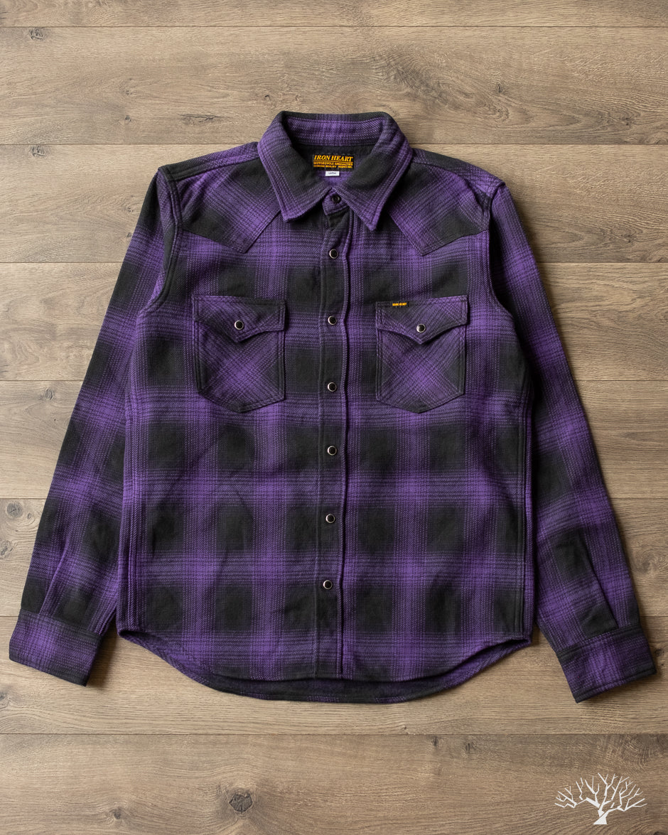 Iron Heart - IHSH-264-PUR - UHF Ombr Check Western Shirt - Purple/Black Withered Fig Iron Heart - IHSH-264-PUR - UHF Ombr Check Western Shirt - Purple/Black Withered Fig