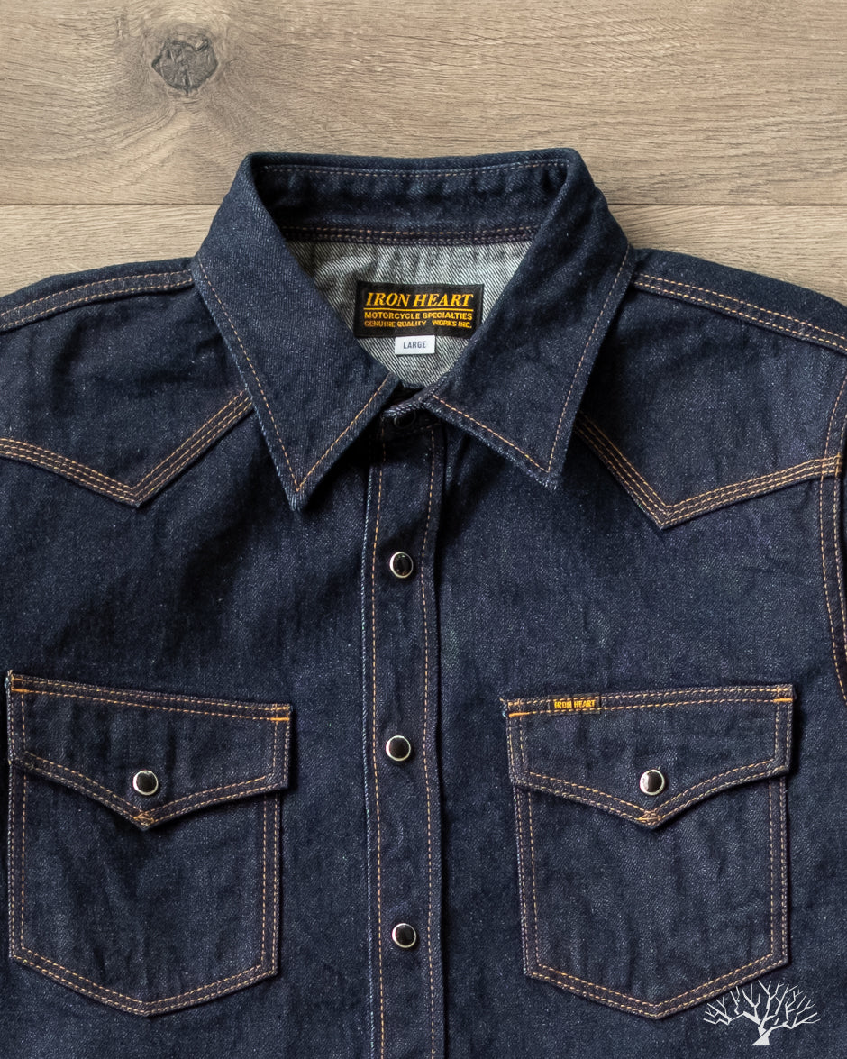 IHSH-33-IND 12oz Selvedge Denim Western Shirt Indigo