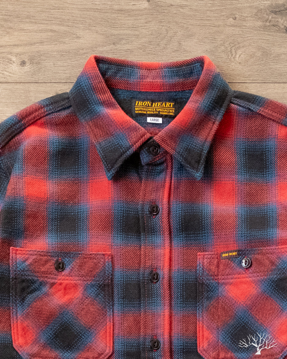 Iron Heart - IHSH-379-RED - Ultra Heavy Flannel Ombré Check Work