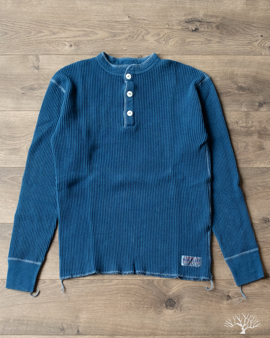 Iron Heart - IHTL-1213-IND - Waffle Knit Long Sleeve Thermal Henley -  Indigo – Withered Fig