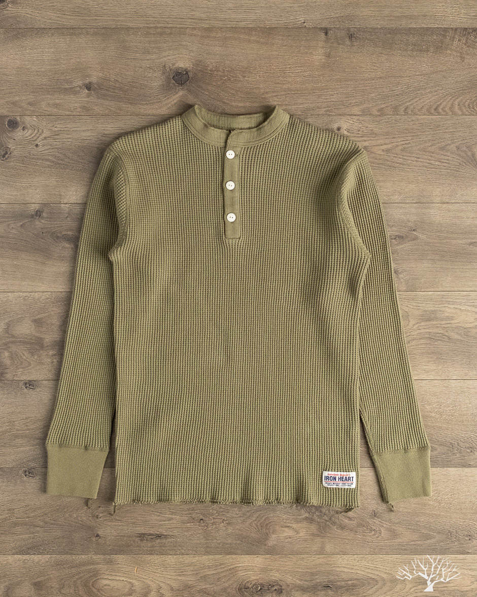 Iron Heart - IHTL-1213-OLV - Waffle Knit Long Sleeve Thermal