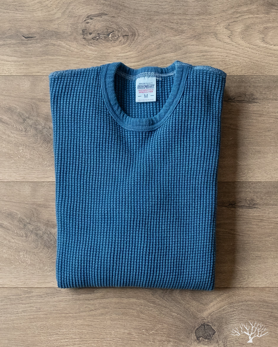IHTL-1301-IND Waffle Knit Long Sleeve Crew Neck Thermal Indigo