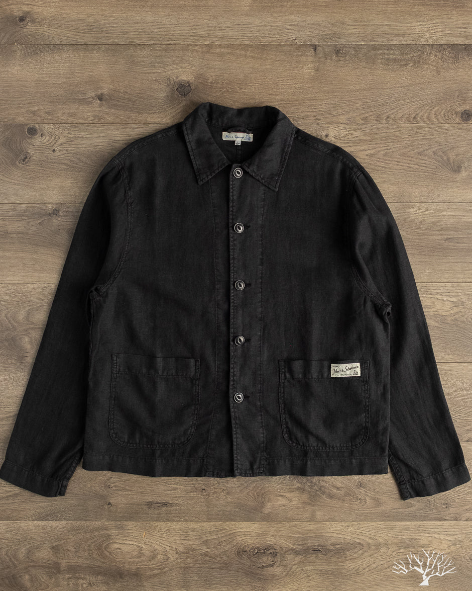 Merz b. Schwanen - JKT08LI Cropped Worker's Linen Jacket - Deep