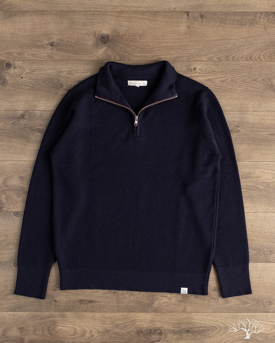 Merz b. Schwanen - MWZP04 Merino Wool Ribbed Half-Zip Pullover