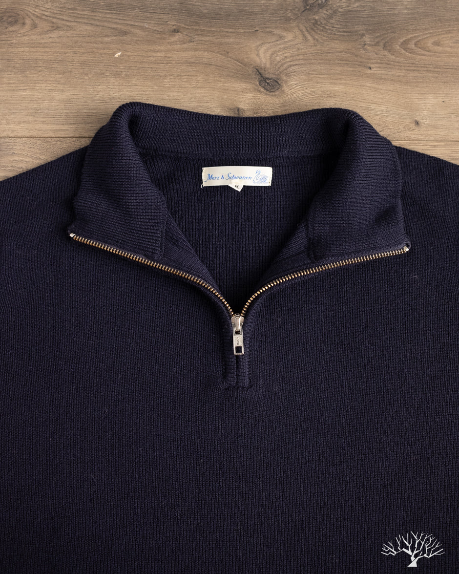 Merz b. Schwanen - MWZP04 Merino Wool Ribbed Half-Zip Pullover