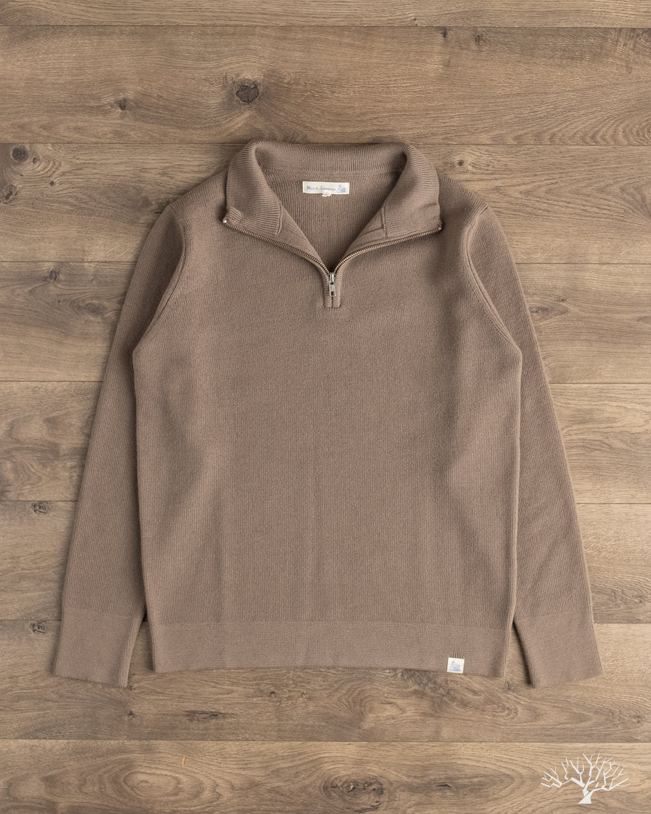 Merz b. Schwanen - MWZP04 Merino Wool Ribbed Half-Zip Pullover