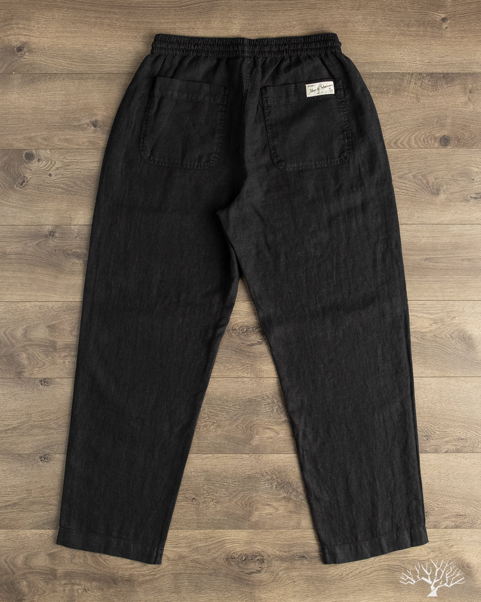 Merz b. Schwanen - PANTS05LI Linen Drawstring Pants - Deep Black