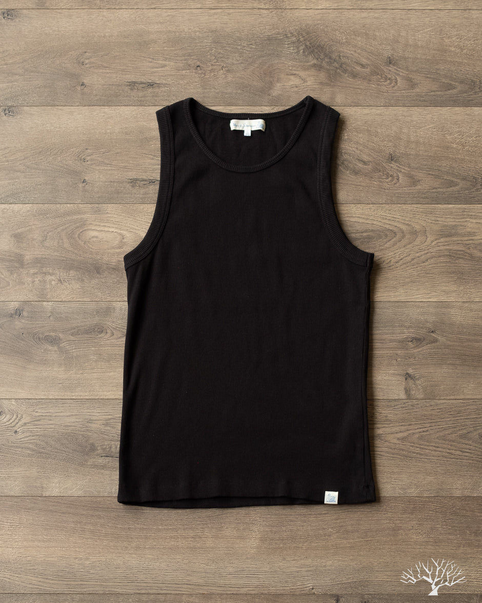 Merz b. Schwanen RIBTANK01 Ribbed Tank Top - Deep Black – Withered Fig
