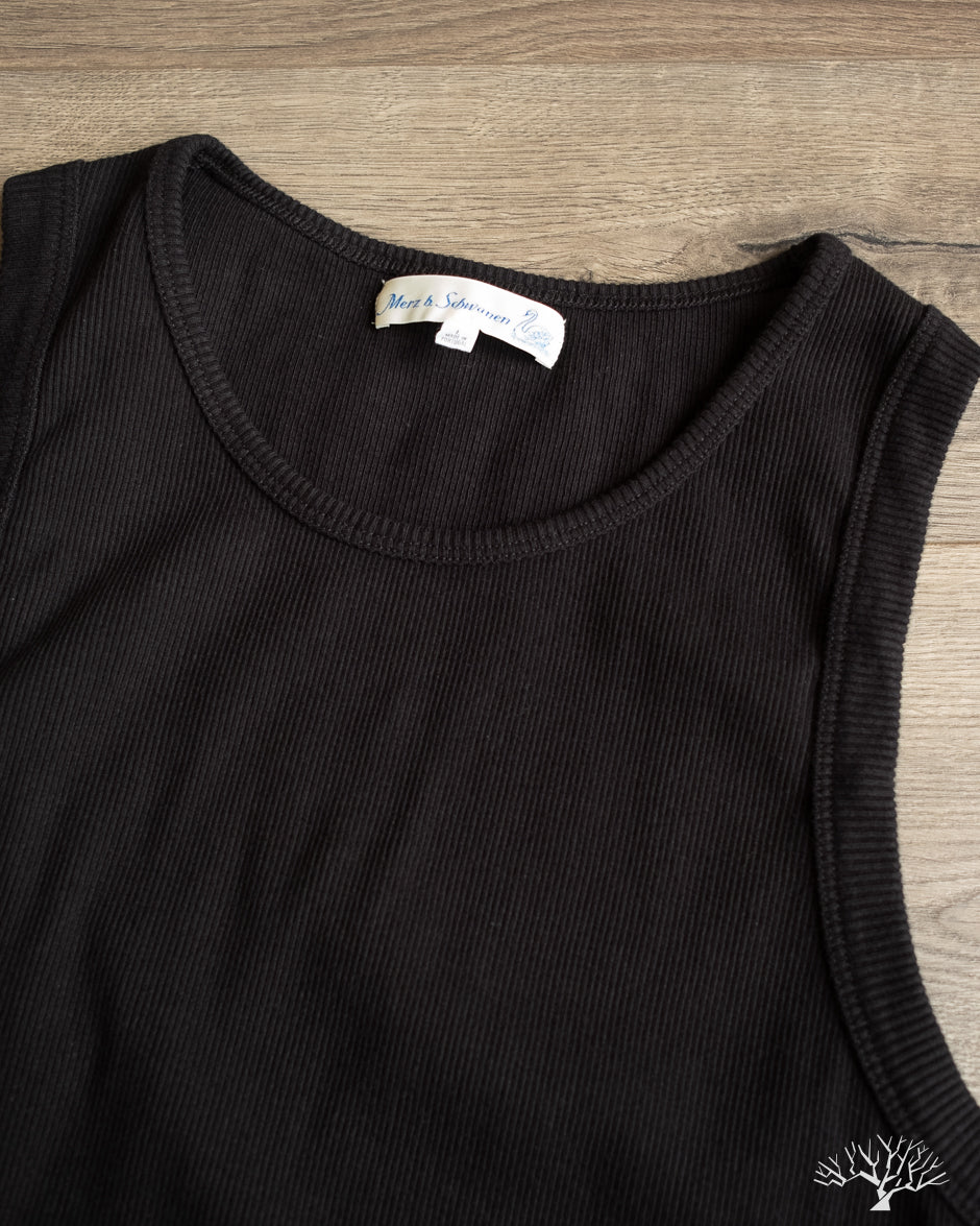 Merz b. Schwanen RIBTANK01 Ribbed Tank Top - Deep Black – Withered Fig
