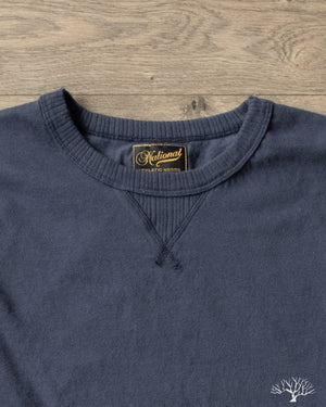 National Athletic Goods Long Sleeve Ribbed Gym Tee - Navy