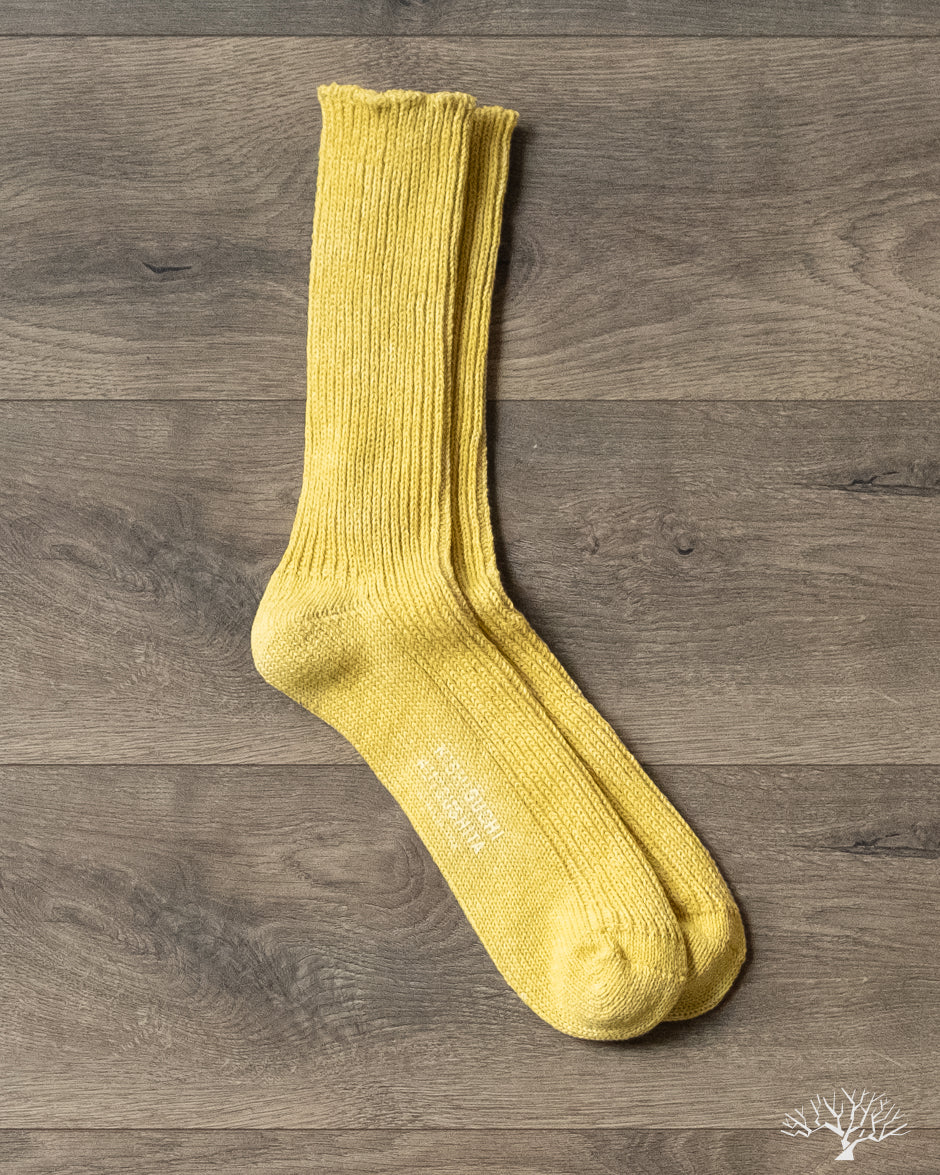 Nishiguchi Kitsushita - Hemp Cotton Ribbed Sock - Vintage Yellow