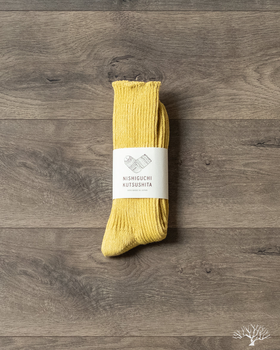 トップス THE SHISHIKUI COTTON C BICOLOR Nishiguchi Kitsushita - Hemp Cotton Ribbed Sock - Vintage Yellow