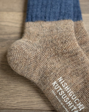 Nishiguchi Kutsushita Mohair Wool Pile Socks - Navy