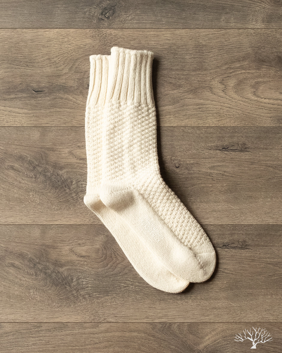 Nishiguchi Kutsushita - Wool Cotton Boot Socks - Ivory