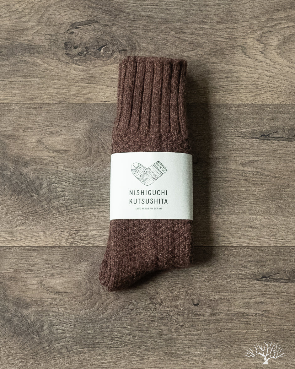 Nishiguchi Kutsushita - Wool Cotton Boot Socks - Mocha Brown
