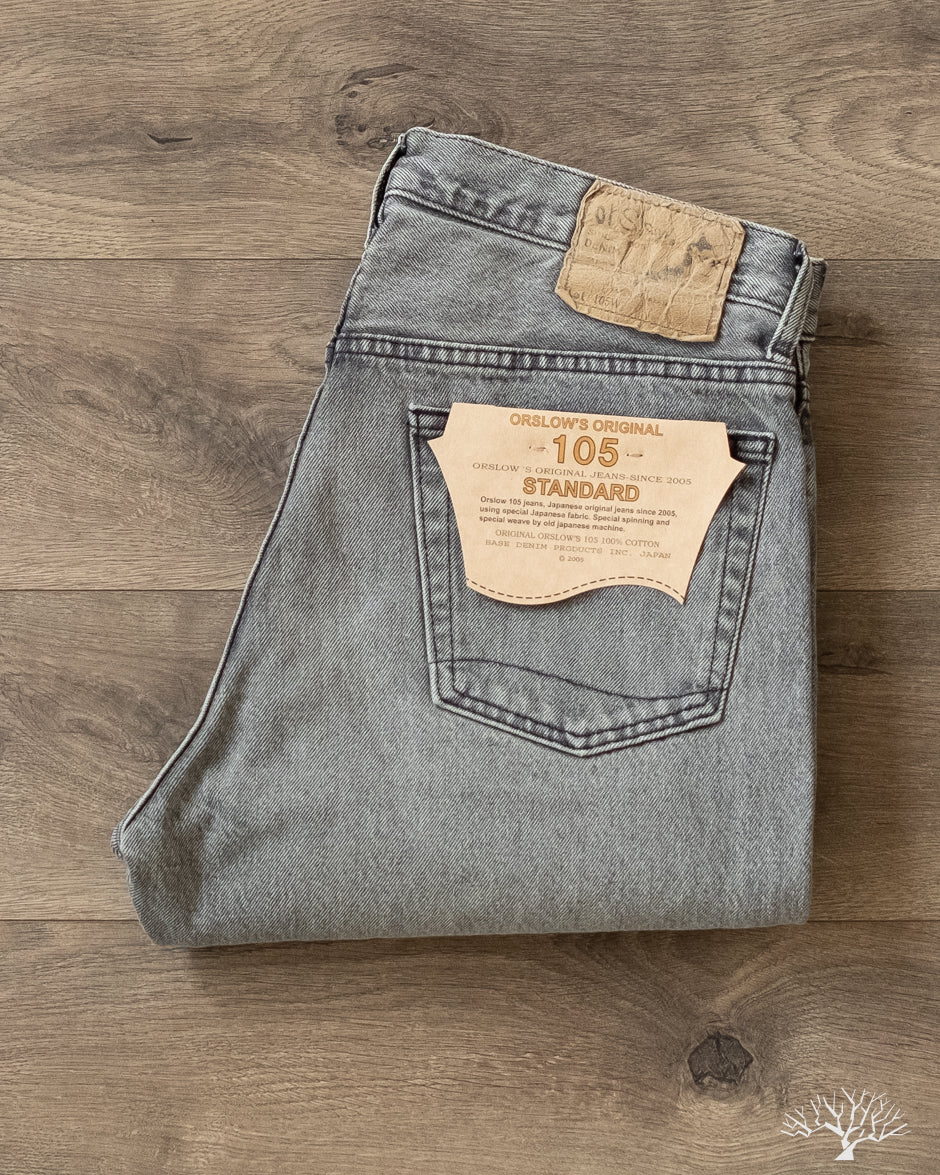 orSlow - 105 Standard Fit Denim - 90's Black Denim Bleach