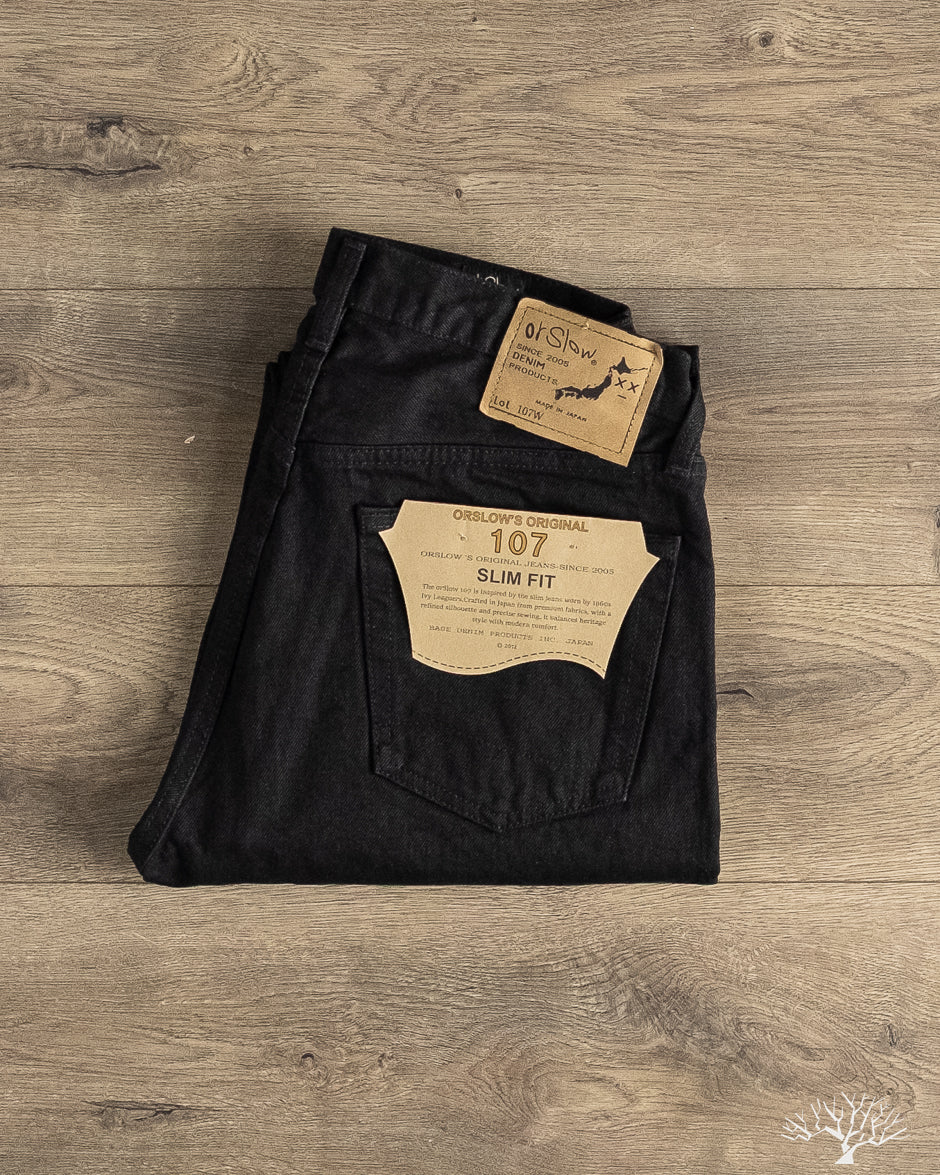 パンツ orslow 107 IVY FIT BLACK DENIM orSlow - 107 Ivy Fit Black Denim – Withered Fig