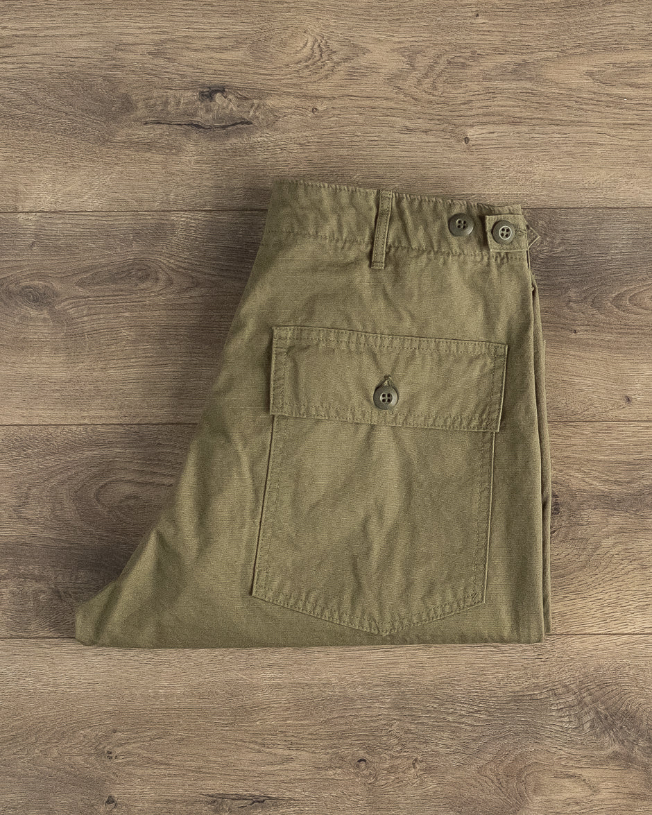 orSlow - Regular Fit Fatigue Pants - Army Green Ripstop – Withered Fig