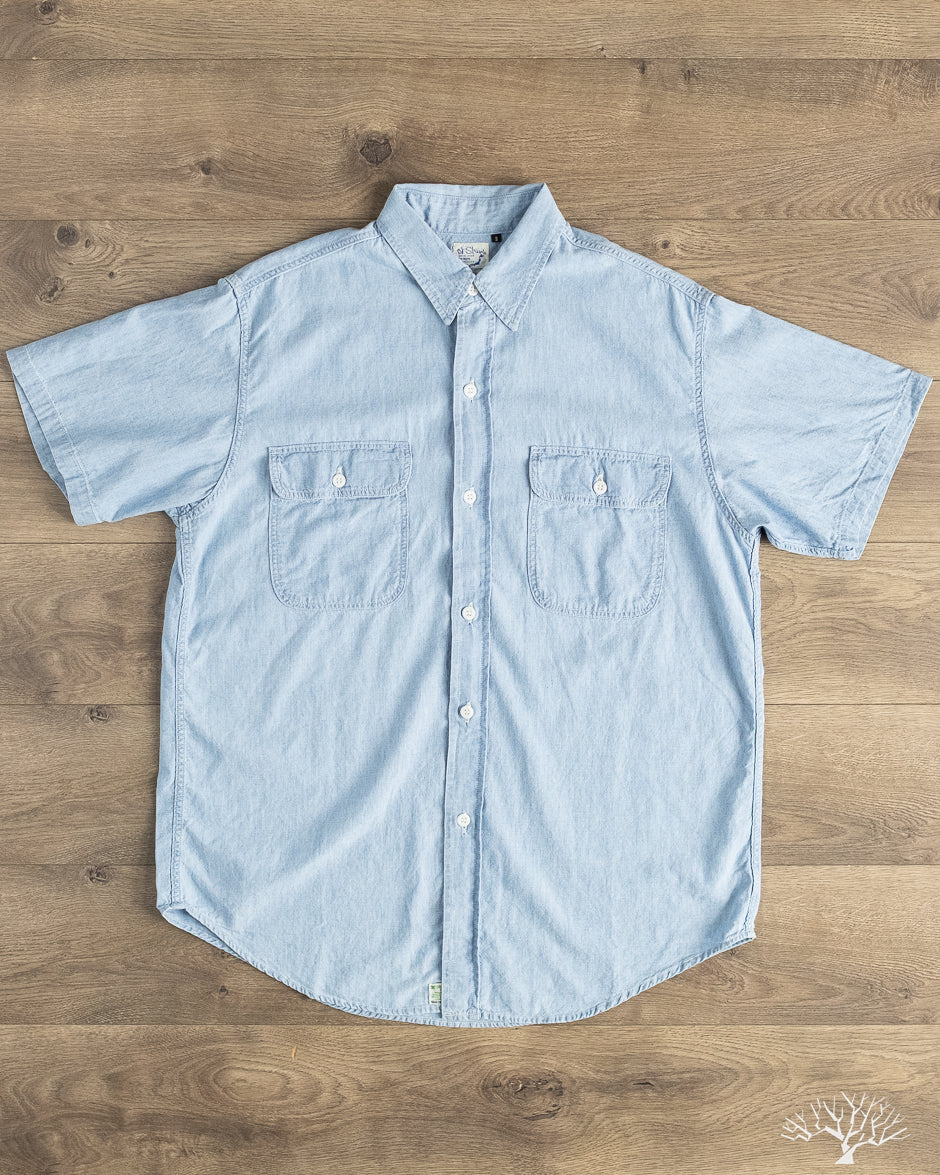 orSlow - Short-Sleeve Chambray Work Shirt w/ Flap Pocket