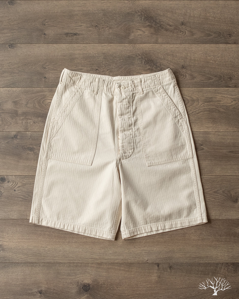 orSlow - Summer Fatigue Shorts - Ecru Herringbone Twill – Withered Fig