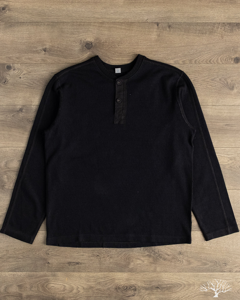 Pure Blue Japan - 11oz Super Heavyweight Jersey Henley Sweatshirt