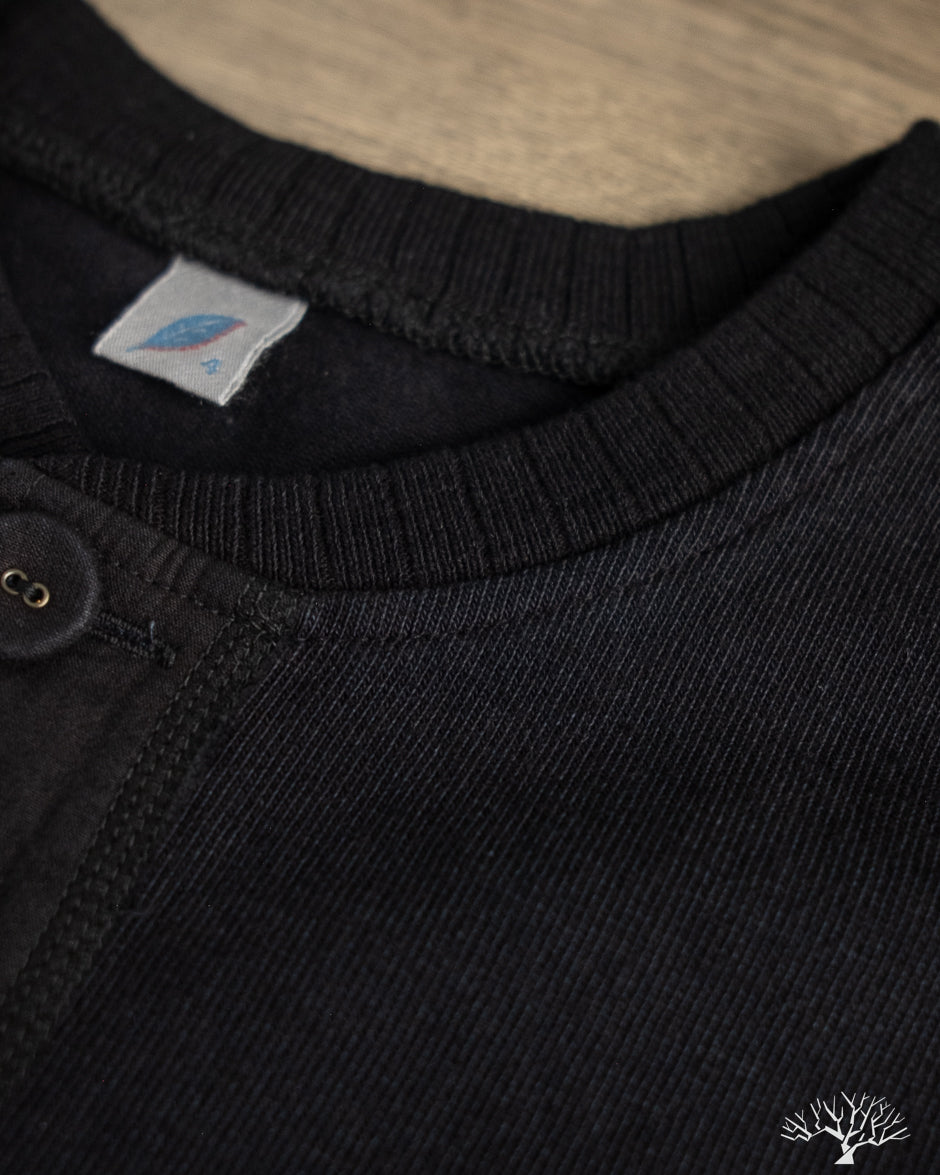 Pure Blue Japan - 11oz Super Heavyweight Jersey Henley Sweatshirt