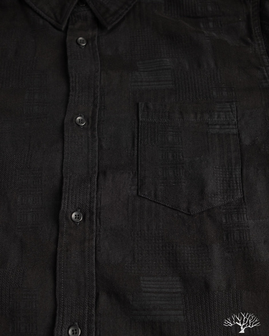 Pure Blue Japan - Jacquard Boro Patchwork Shirt - Double Black
