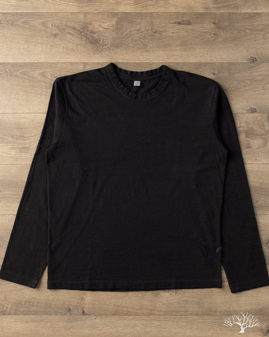 Pure Blue Japan - Long-Sleeve Jersey Crew Neck Tee - Indigo Black