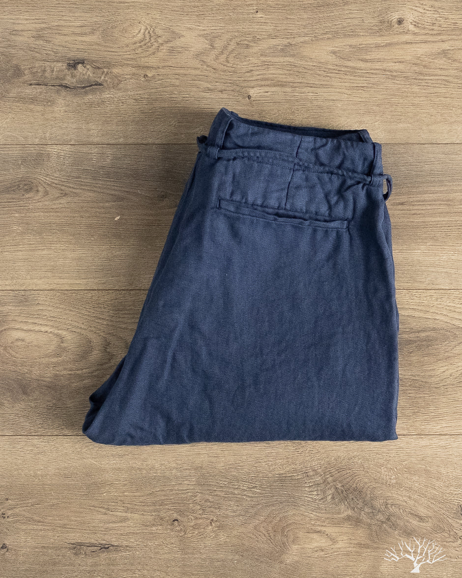 Seuvas - Linen Tapered 2-Tuck Pants - Navy – Withered Fig