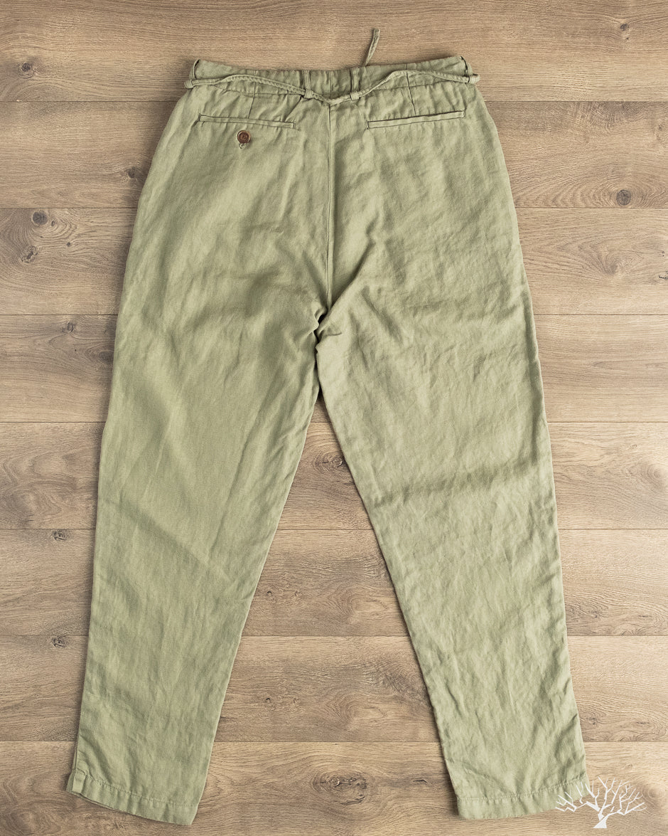 Seuvas - Linen Tapered 2-Tuck Pants - Olive – Withered Fig